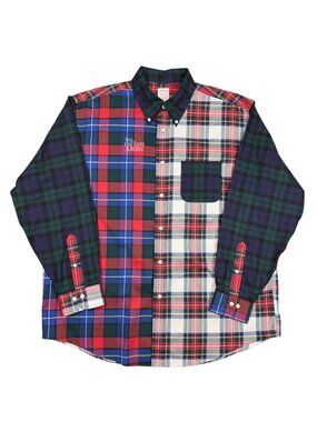 Size XL Brook Brothers Plaid Patchwork Supima Cotton Button Down Shirt Pre-Owned